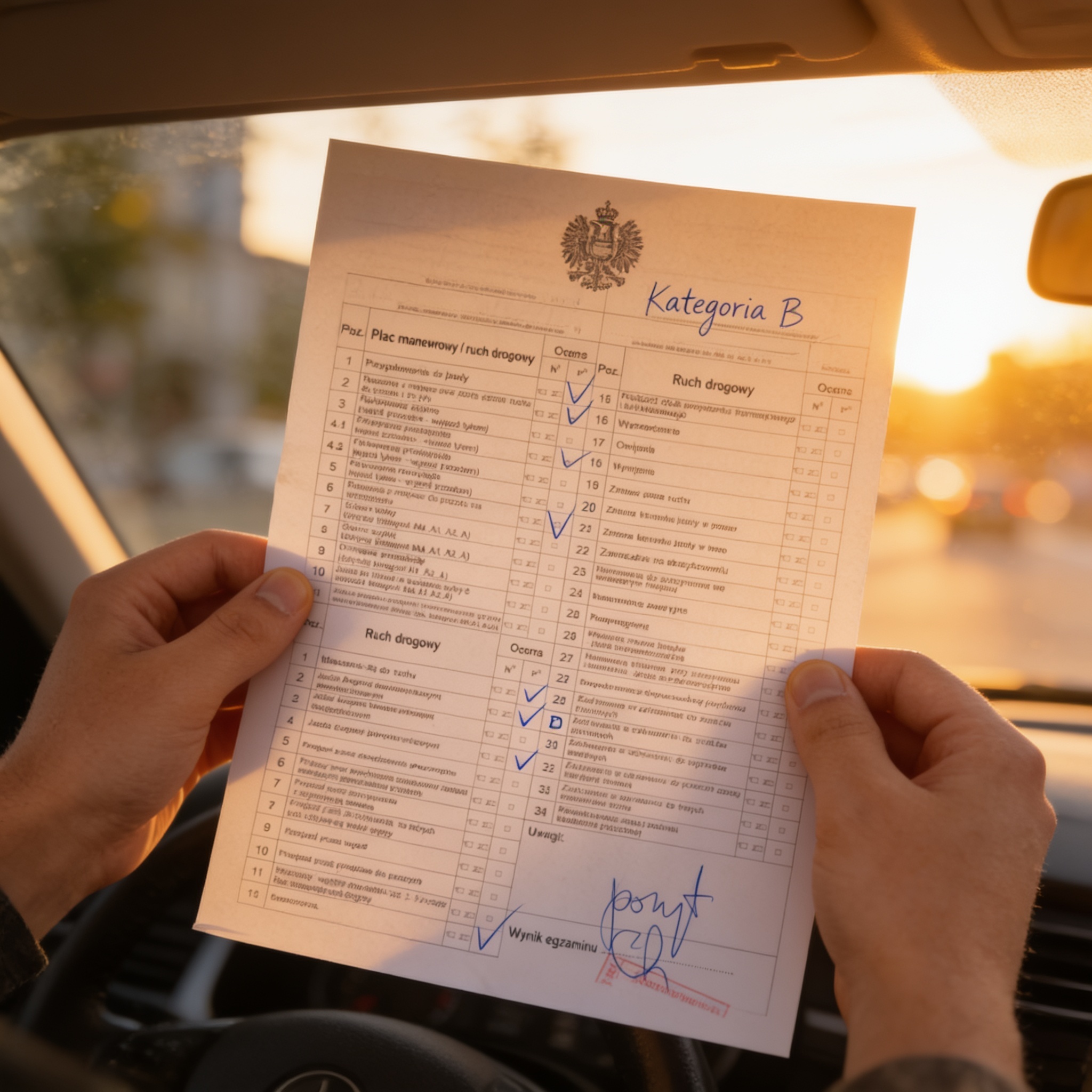 Exam card with a pass result